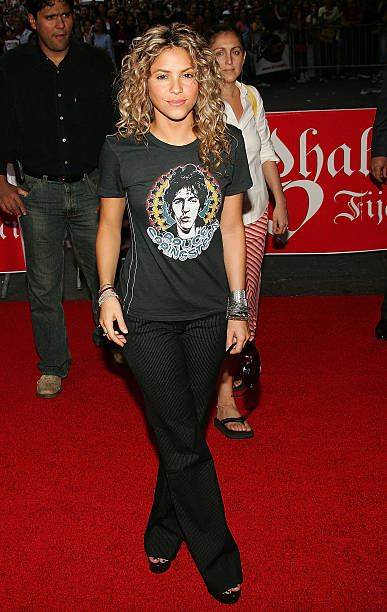 Singer Shakira arrives at Virgin Megastore Times Square to promote her new CD "Fijacion Oral" on June 8, 2005 in New York City.