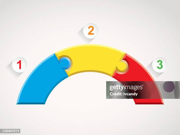 three steps puzzle bridge - 3 step circle stock illustrations