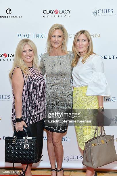 Allison Petrocelle; Jill Olofson and Christine Weller attend CHIPS Luncheon Featuring St. John at Beverly Hills Hotel on May 10, 2016 in Beverly...