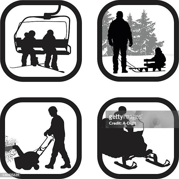 ilustraciones, imágenes clip art, dibujos animados e iconos de stock de winterequipment - tobogganing