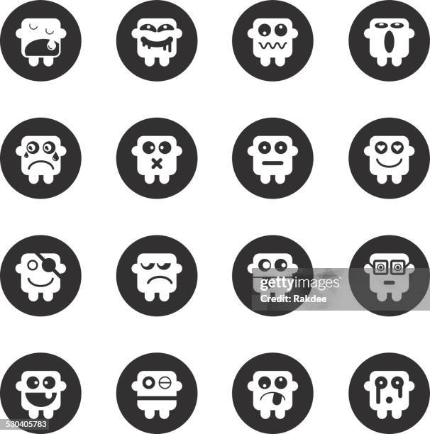 emoticons set 1 - black circle series - round eyeglasses clip art stock illustrations