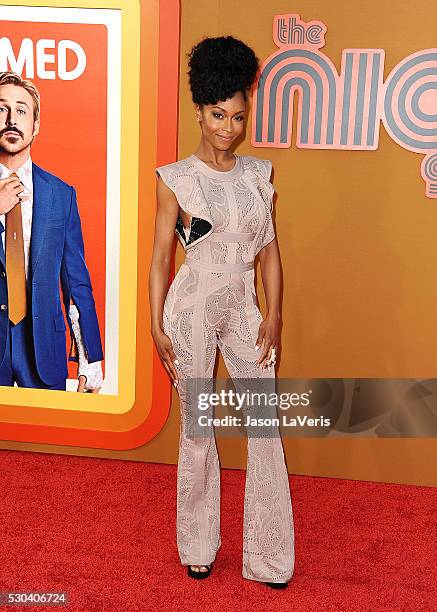 Actress Yaya DaCosta attends the premiere of "The Nice Guys" at TCL Chinese Theatre on May 10, 2016 in Hollywood, California.