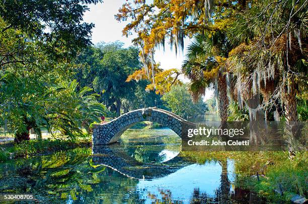 old stone bridge, city park, new orleans - louisiane photos et images de collection