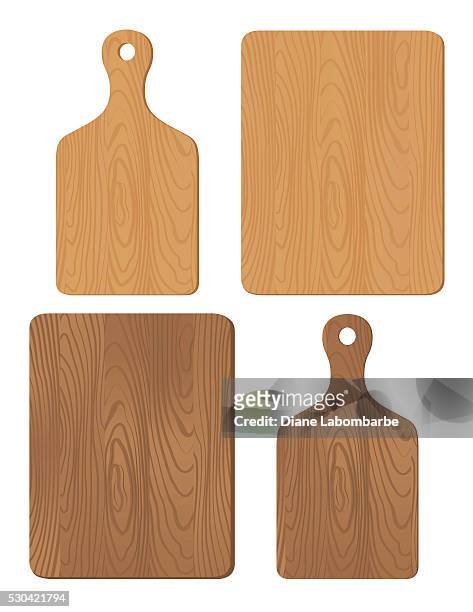 set of wood cutting boards - cutting board stock illustrations
