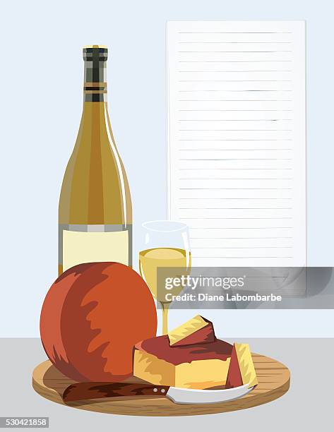 stockillustraties, clipart, cartoons en iconen met wine and cheese party poster - gouda