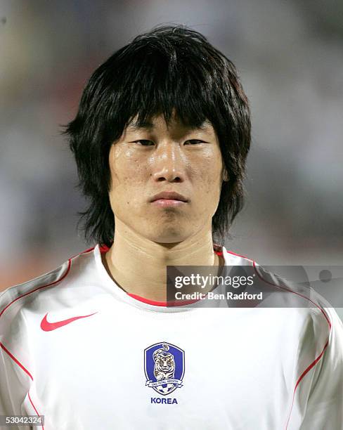 Ji Sung Park of South Korea stands during the Group A 2006 World Cup Qualifying match between Kuwait and South Korea on June 8, 2005 at the Peace and...