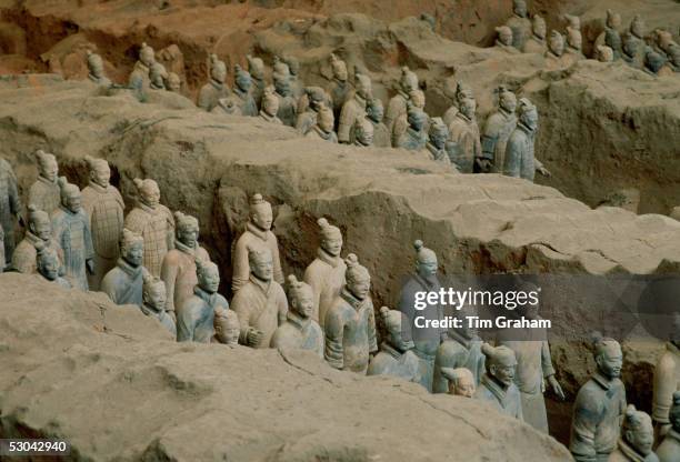 Figurines in the Museum of the Qin Terracotta Warriors, the mausoleum of Qin Shi Huang,emperor of China, Xian, Shaanxi Province, Northwest China...