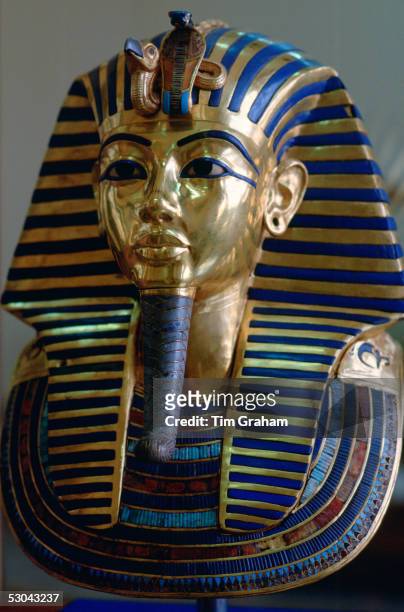 The mask of King Tutankhamun displayed in the Cairo Museum, Egypt.