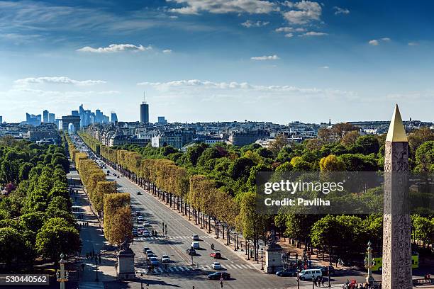 paris cityscape,avenue de la grande armee,luxor obelisk,france - la concorde stock pictures, royalty-free photos & images