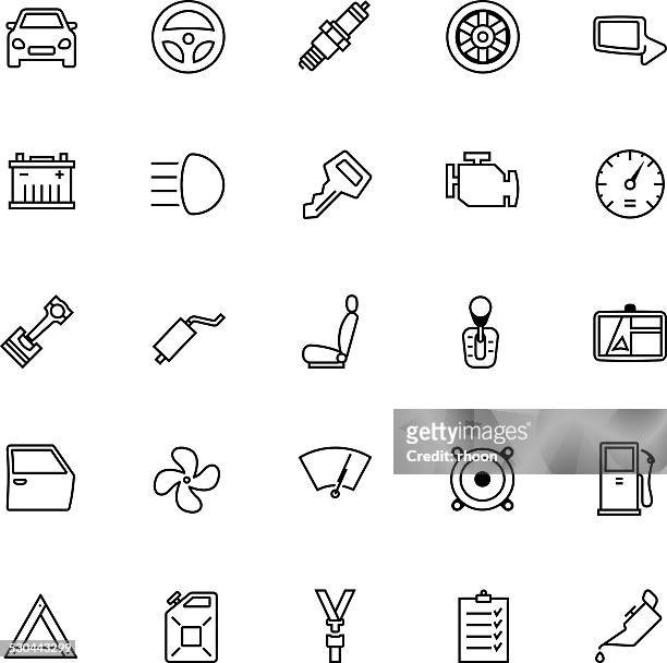 car parts icon set - exhaust pipe stock illustrations