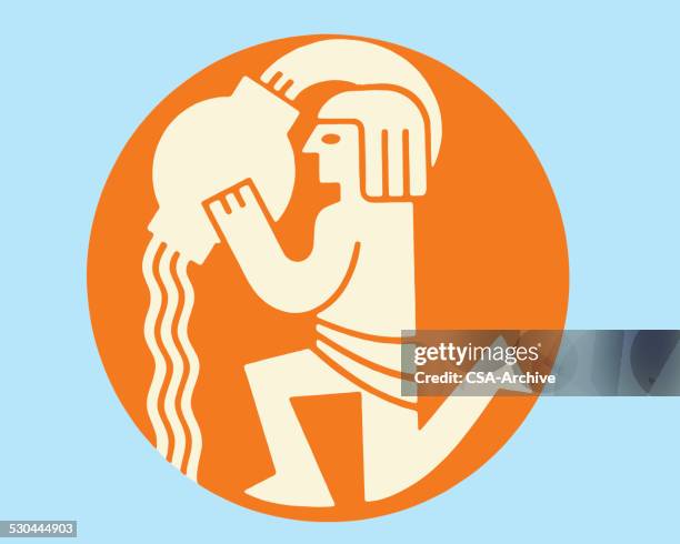 aquarius zodiac-symbol - felsmalerei stock-grafiken, -clipart, -cartoons und -symbole