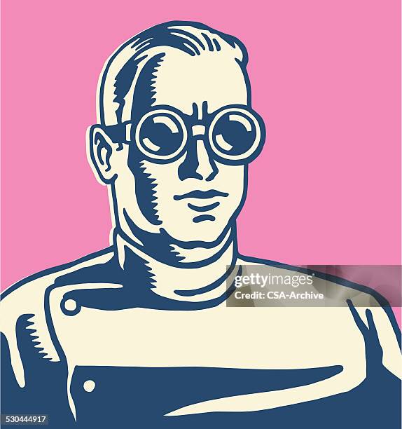 wissenschaftler mit skibrille - nerd stock-grafiken, -clipart, -cartoons und -symbole