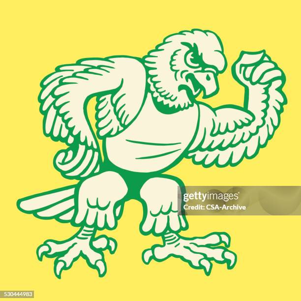 eagle mascot flexing - talon stock illustrations