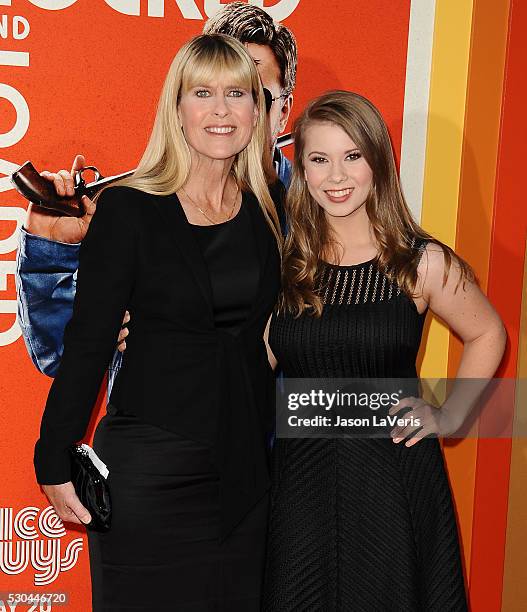 Terri Irwin and Bindi Irwin attend the premiere of "The Nice Guys" at TCL Chinese Theatre on May 10, 2016 in Hollywood, California.