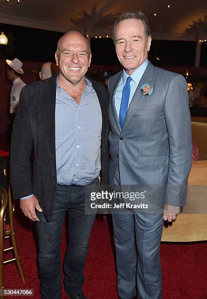 Actors Dean Norris, left, and Bryan Cranston attend the afterparty of the Premiere Of HBO's "All The Way" on May 10, 2016 in Hollywood, California.