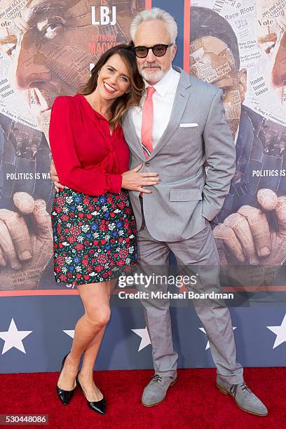 Actress Amy Landecker and actor Bradley Whitford attends the premiere of HBO's "All The Way" at Paramount Studios on May 10, 2016 in Hollywood,...