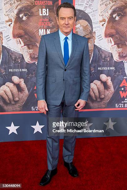 Actor Bryan Cranston attends the premiere of HBO's "All The Way" at Paramount Studios on May 10, 2016 in Hollywood, California.