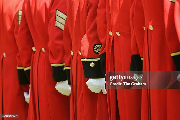 Chelsea Pensioners attend the annual Founder's Day Parade at the Royal Hospital in Chelsea on June 9, 2005 in London, England. The hospital was...