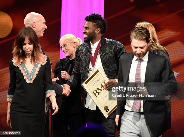 Singer/songwriter Jason Derulo accepts award onstage at The 64th Annual BMI Pop Awards, honoring Taylor Swift and songwriting duo Mann & Weil, at the...