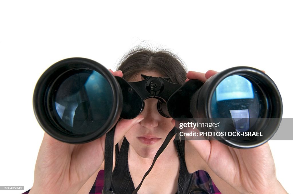 Woman with binoculars