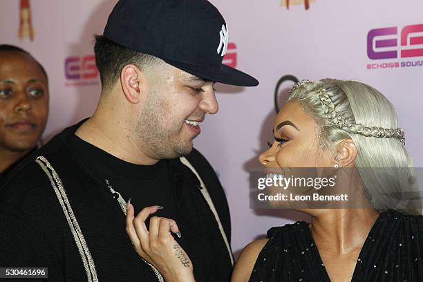 Rob Kardashian and model Blac Chyna attends Birthday Celebration And Unveiling Of Her "Chymoji" Emoji Collection at Hard Rock Cafe, Hollywood, CA on...