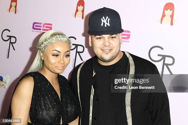 Model Blac Chyna and Rob Kardashian attends Birthday Celebration And Unveiling Of Her "Chymoji" Emoji Collection at Hard Rock Cafe, Hollywood, CA on...