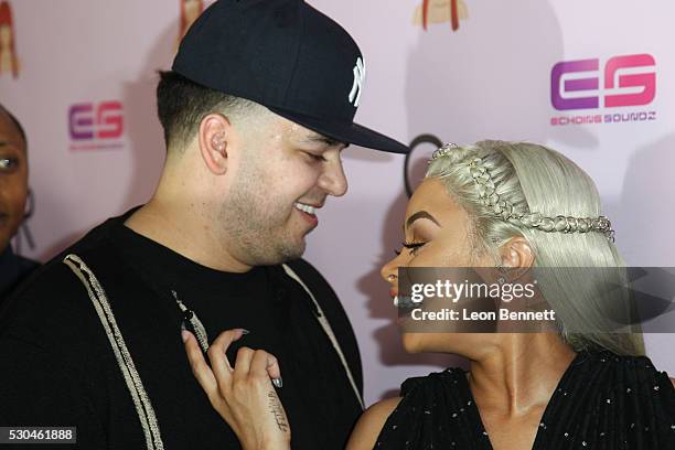 Rob Kardashian and model Blac Chyna attends Birthday Celebration And Unveiling Of Her "Chymoji" Emoji Collection at Hard Rock Cafe, Hollywood, CA on...