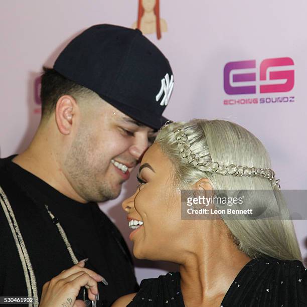 Rob Kardashian and model Blac Chyna attends Birthday Celebration And Unveiling Of Her "Chymoji" Emoji Collection at Hard Rock Cafe, Hollywood, CA on...