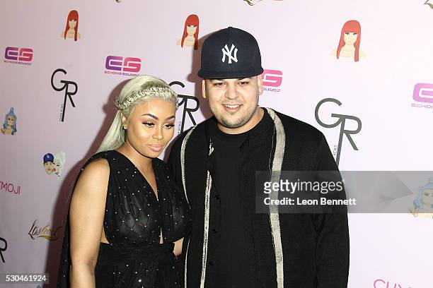 Model Blac Chyna and Rob Kardashian attends Birthday Celebration And Unveiling Of Her "Chymoji" Emoji Collection at Hard Rock Cafe, Hollywood, CA on...
