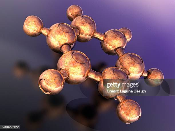 benzene, molecular model - hydrocarbon stock pictures, royalty-free photos & images