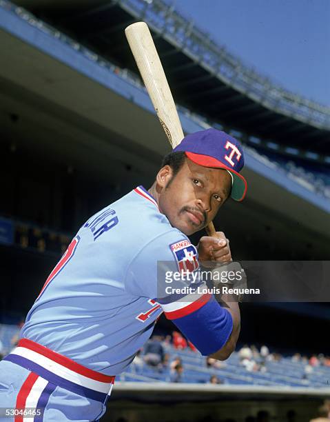 Al Oliver of the Texas Rangers poses before a game at Yankee Stadium in the Bronx, New York. Al Oliver played for the Texas Rangers from 1978-81.