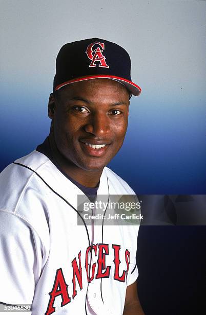 Bo Jackson of the California Angels poses for a season portrait in his home whites.