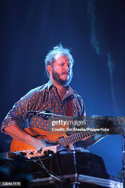 Bon Iver performing on stage at Wembley Arena in London on the 8th November, 2012.