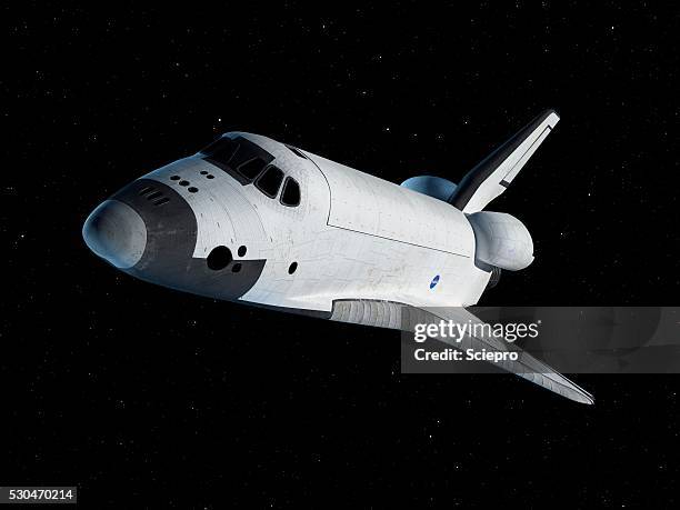 space shuttle in space, illustration - shuttle stock pictures, royalty-free photos & images