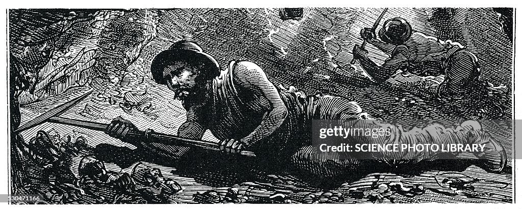 Miners in the pit, illustration