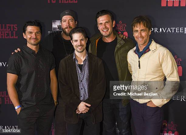 Actors Russell Cummings, Tanner Beard, Ken Luckey, and Crispian Belfrage arrive at the "6 Bullets To Hell" Mobile Game Launch Party on May 10, 2016...