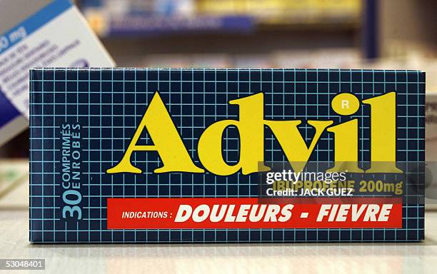 Picture taken 10 June 2005 in Paris of an Advil box, one of commonly used painkillers medecines based on Ibuprofen, an anti-inflammatory drug....