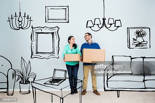 couple in their dream home - dreaming of home ownership stock pictures, royalty-free photos & images