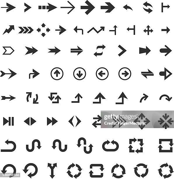 arrow sign icon set - square peg stock illustrations