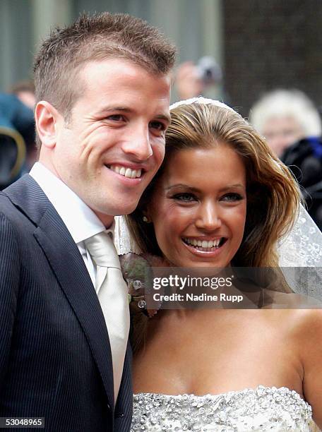 Rafael van der Vaart and Sylvie Meiss during their wedding ceremony on June 10, 2005 in Heemskerk, Netherlands.