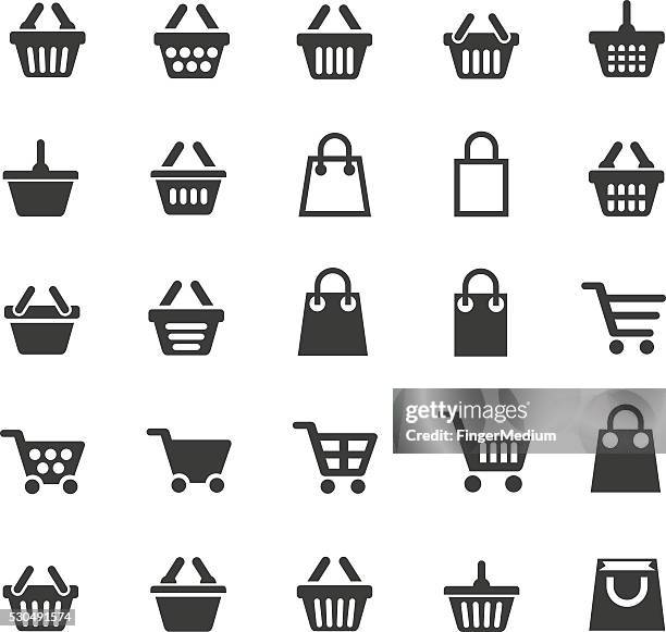 shopping cart icons - shopping bag stock illustrations