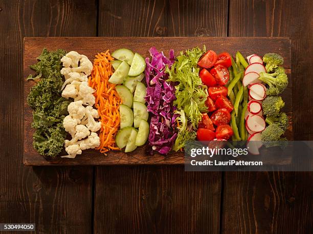 salad board - sliced veggies stock pictures, royalty-free photos & images