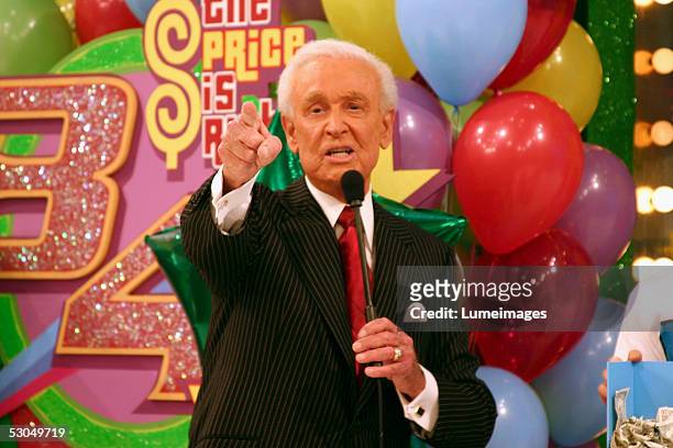 Bob Barker, host of "The Price is Right" appears on set during the taping of the 34th season premiere of "The Price is Right" at CBS Television City...