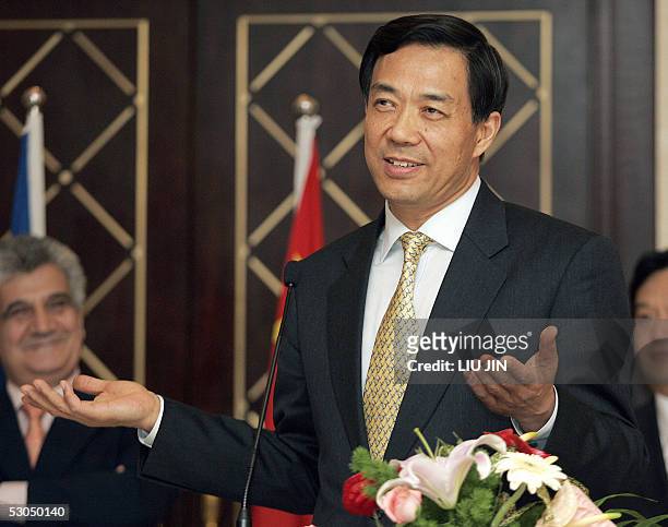 Chinese Commerce Minister Bo Xilai speaks at a press conference following the conclusion of the talks with EU trade chief Peter Mandelson in...