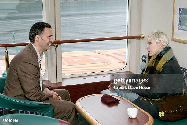 Artist Annie Lennox and leader of the Norgewian Labour Party Jens Stoltenberg attend a photocall ahead of tomorrow night's "46664 Arctic" concert, on...