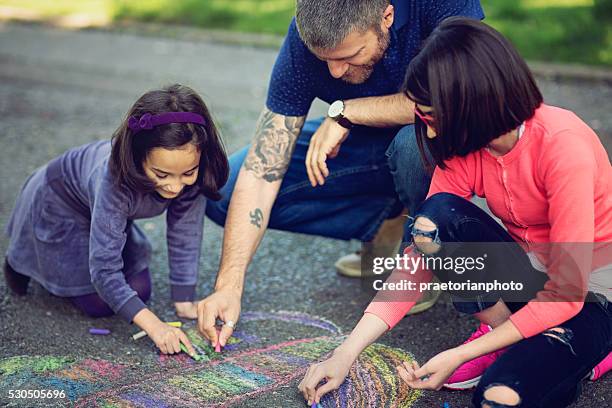 childhood - family chalk drawing stock pictures, royalty-free photos & images