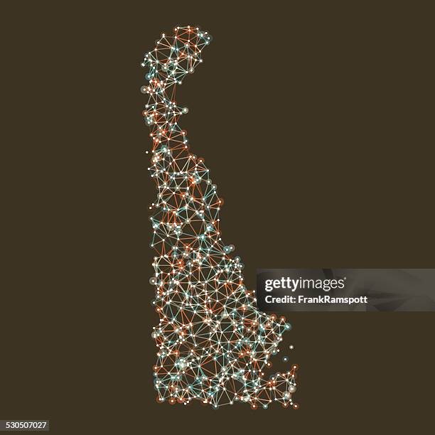 delaware map network mesh - delaware stock illustrations