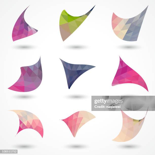 set of abstract colorful triangles pattern mosaic icon - twisted stock illustrations