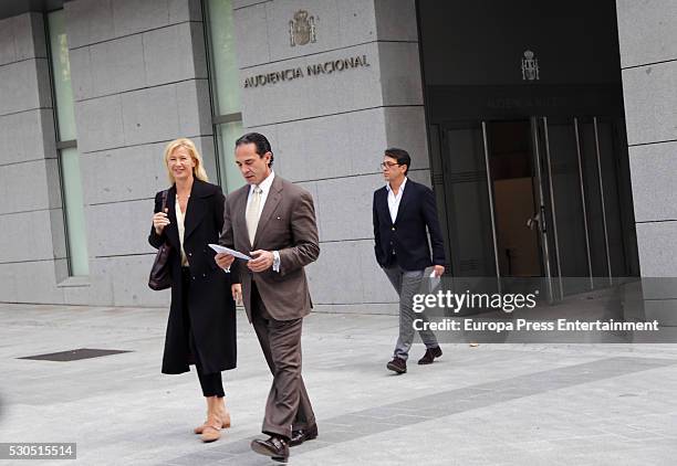 Actress Ana Duato and her husband Miguel Angel Bernardeau attend National Hight Court on May 10, 2016 in Madrid, Spain. The actors are being...