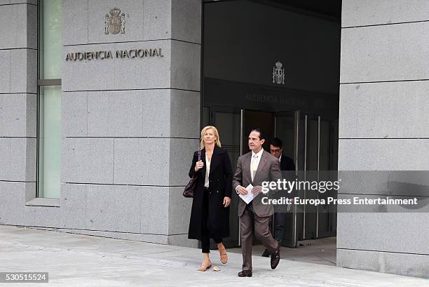 Actress Ana Duato and her husband Miguel Angel Bernardeau attend National Hight Court on May 10, 2016 in Madrid, Spain. The actors are being...